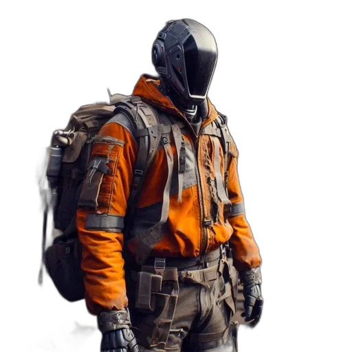 jacket, mask, weapon, robot transparent PNG cut-out