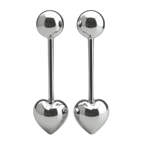 jewelry, pair, silver, heart-shaped transparent PNG cut-out