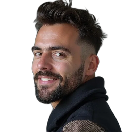 jacket, hair, face, staff transparent PNG cut-out