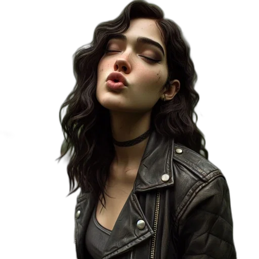 jacket, face, hair, jewelry transparent PNG cut-out