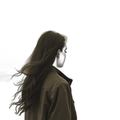 jacket, hair, face, dress transparent PNG cut-out