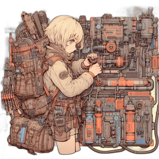 weapon, robot, jacket, cyberpunk transparent PNG cut-out