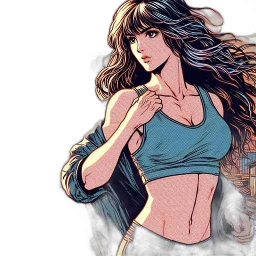 comic book art, anime, fantasy art, watercolor transparent PNG cut-out