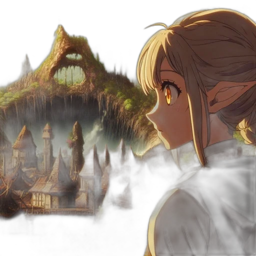 concept art, fantasy art, anime, watercolor transparent PNG cut-out