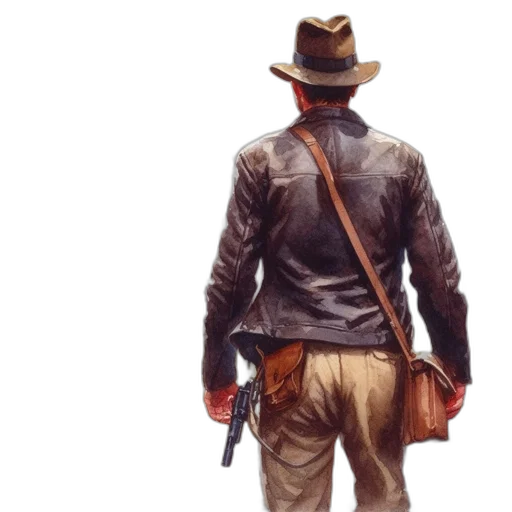 jacket, hat, staff, weapon transparent PNG cut-out