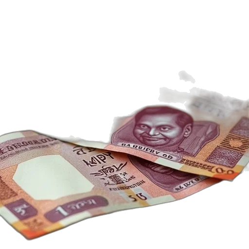 3d render, one, rupee, note transparent PNG cut-out