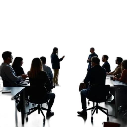 staff, group, people, gathered transparent PNG cut-out