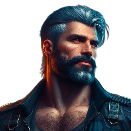face, jacket, hair, concept art transparent PNG cut-out