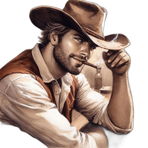 hat, staff, face, photorealistic transparent PNG cut-out