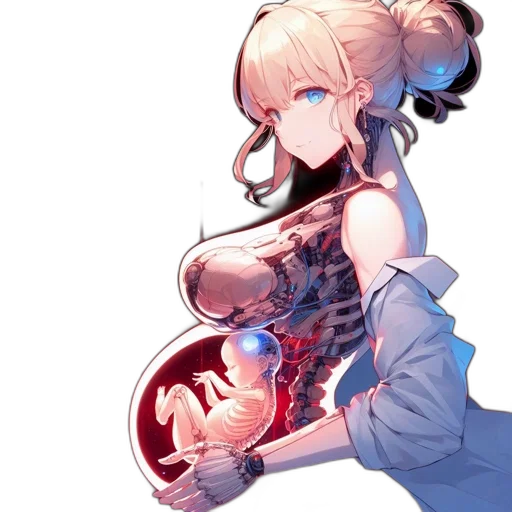 dress, robot, staff, weapon transparent PNG cut-out