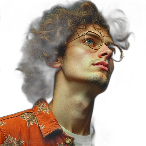 face, jacket, hair, staff transparent PNG cut-out