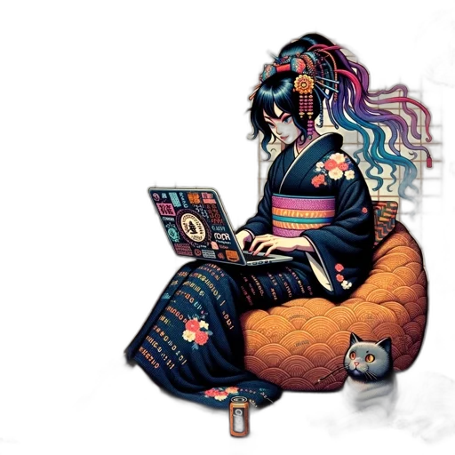 jacket, robot, staff, cyberpunk transparent PNG cut-out