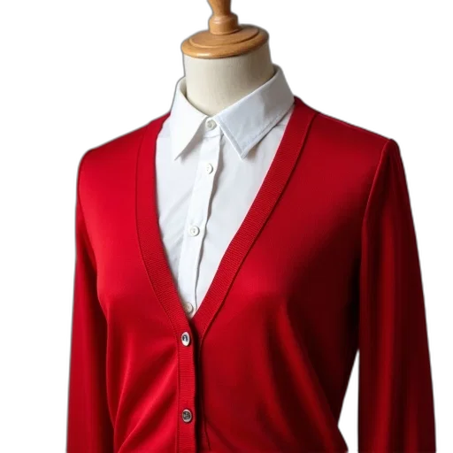 jacket, dress, red, mannequin transparent PNG cut-out