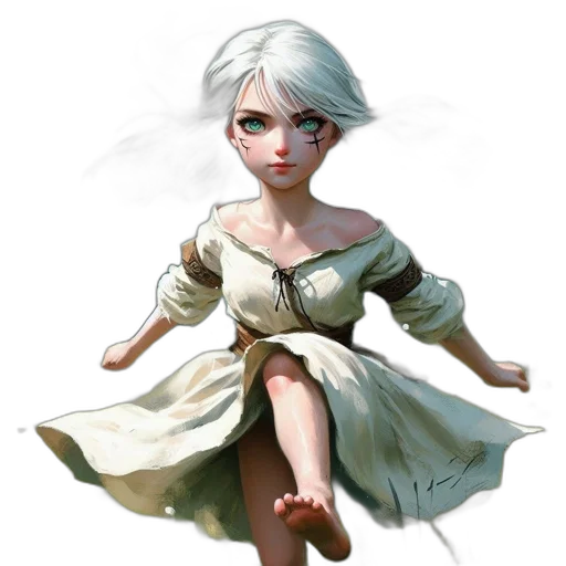 dress, face, staff, fantasy art transparent PNG cut-out
