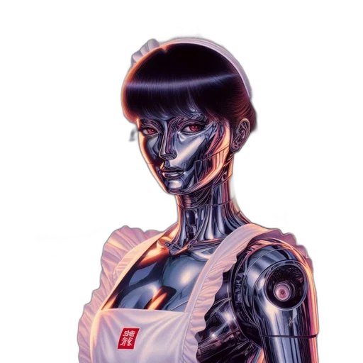 robot, face, dress, cyberpunk transparent PNG cut-out
