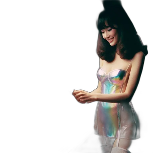 dress, robot, 3d render, vaporwave transparent PNG cut-out