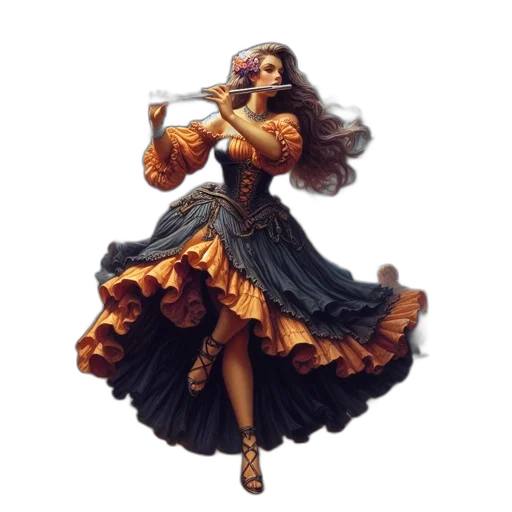 dress, staff, fantasy art, concept art transparent PNG cut-out