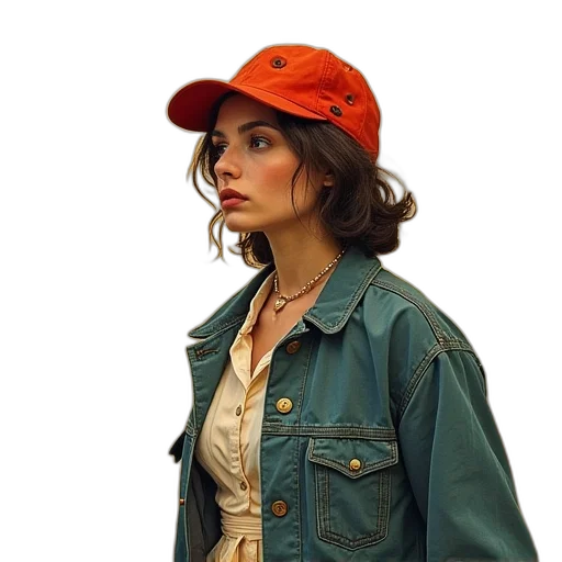 jacket, hat, face, staff transparent PNG cut-out