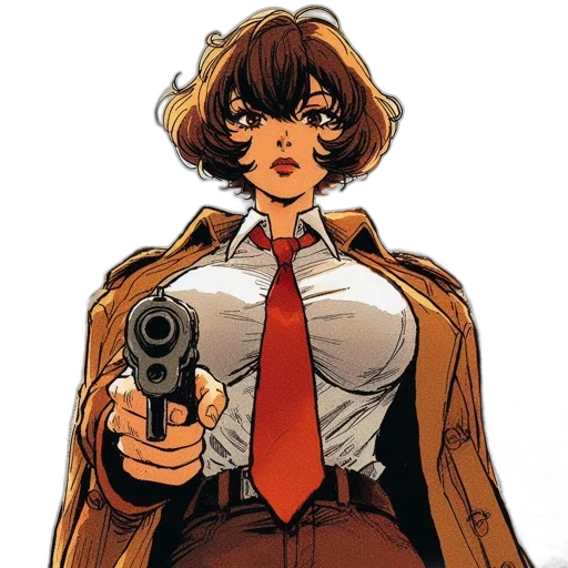 jacket, weapon, staff, comic book art transparent PNG cut-out
