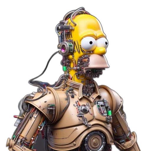 robot, staff, animal, cyberpunk transparent PNG cut-out