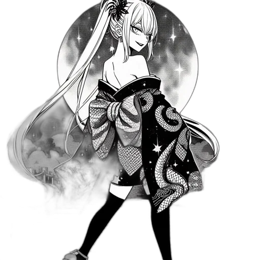dress, sword, staff, dragon transparent PNG cut-out