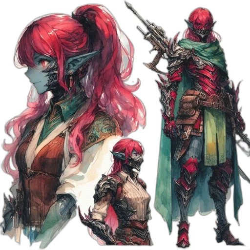 concept art, fantasy art, comic book art, watercolor transparent PNG cut-out
