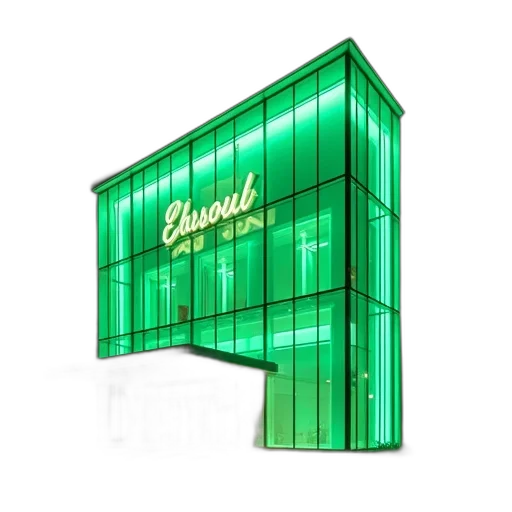 building, furniture, 3d render, neon lights transparent PNG cut-out