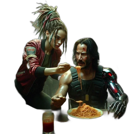 food, robot, concept art, cyberpunk transparent PNG cut-out