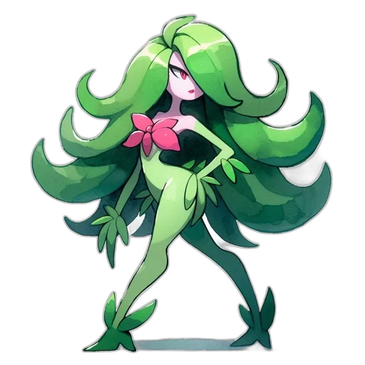 flower, creature, staff, hair transparent PNG cut-out
