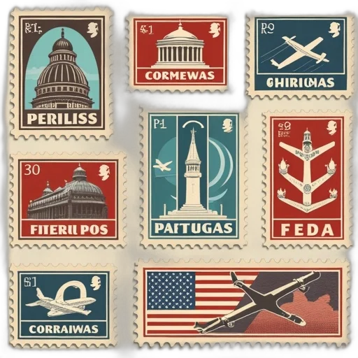 red, set, different, postal transparent PNG cut-out