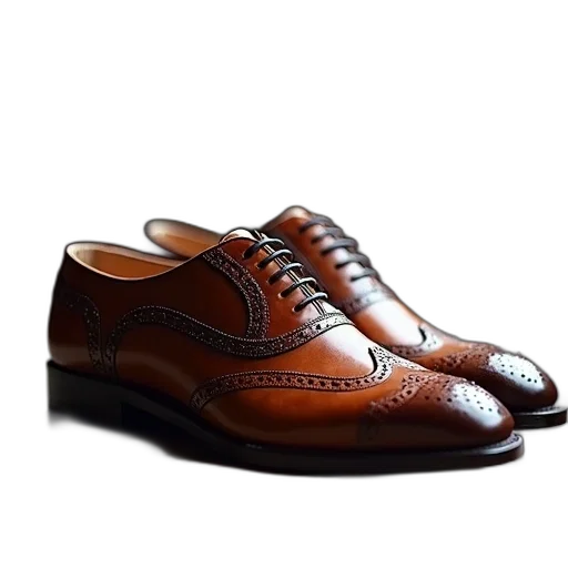 shoes, photorealistic, mens, brouge transparent PNG cut-out