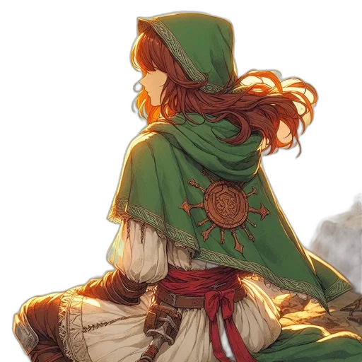 dress, staff, sword, hat transparent PNG cut-out