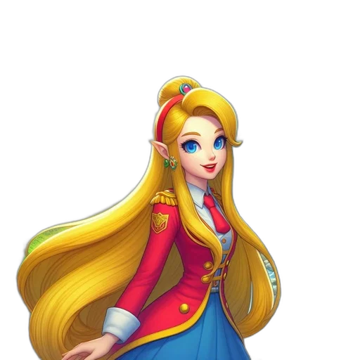dress, staff, crown, hair transparent PNG cut-out