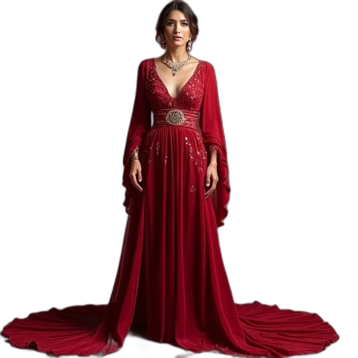 dress, jewelry, red, gorgeous transparent PNG cut-out