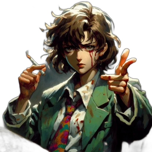 face, jacket, concept art, pixel art transparent PNG cut-out