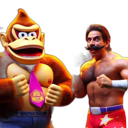 concept art, 3d render, two, wrestlers transparent PNG cut-out