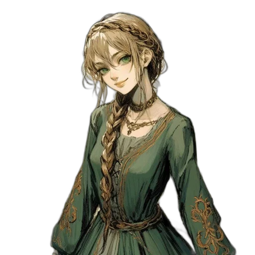 dress, staff, face, crown transparent PNG cut-out