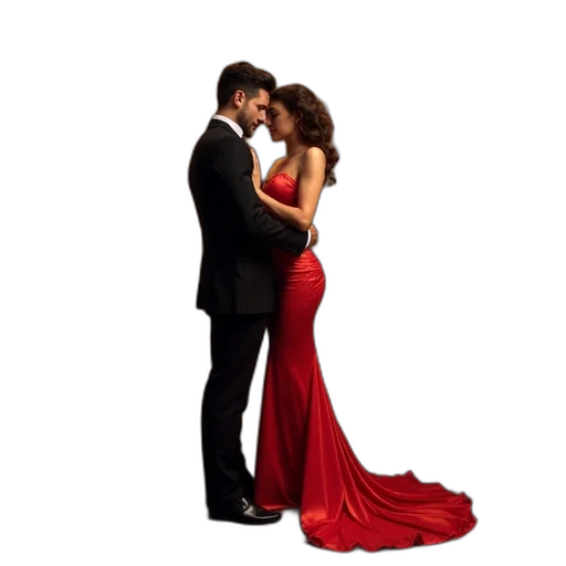 dress, photorealistic, red, man transparent PNG cut-out