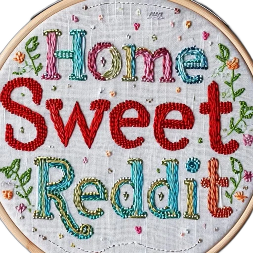 hand-stitched, embroidery, hoop, reads transparent PNG cut-out