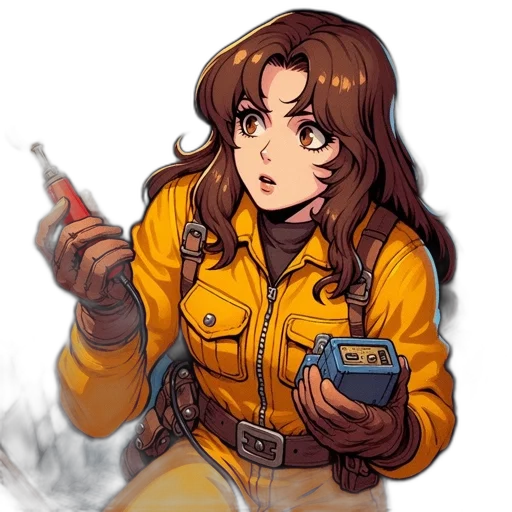 jacket, staff, weapon, cyberpunk transparent PNG cut-out