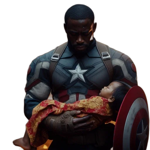 concept art, comic book art, man, captain transparent PNG cut-out