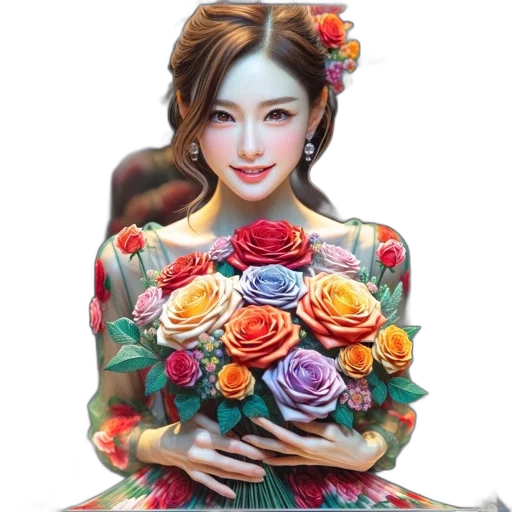 flower, jewelry, dress, face transparent PNG cut-out