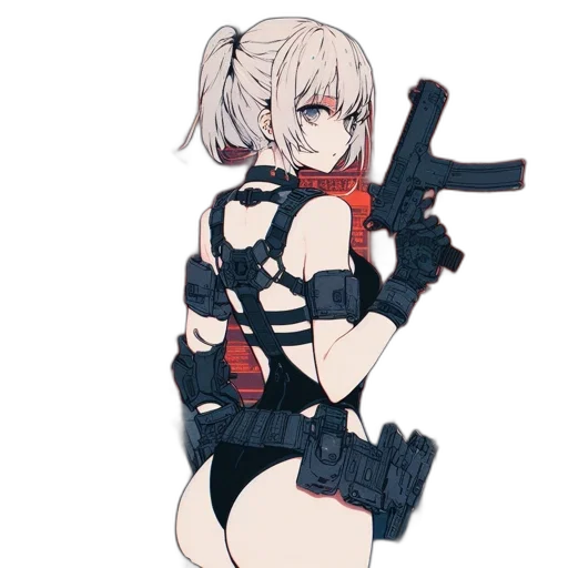 weapon, dress, robot, staff transparent PNG cut-out