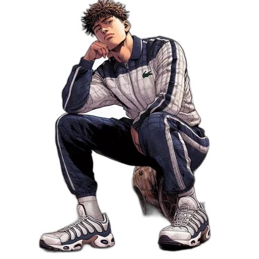 shoes, jacket, face, concept art transparent PNG cut-out