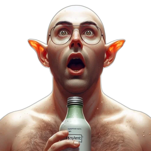 bottle, face, creature, photorealistic transparent PNG cut-out