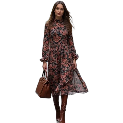 dress, dark, earth tones, fashion transparent PNG cut-out