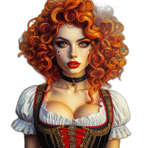 dress, face, fantasy art, oil painting transparent PNG cut-out