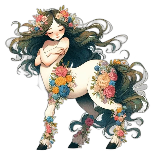 flower, dress, creature, crown transparent PNG cut-out