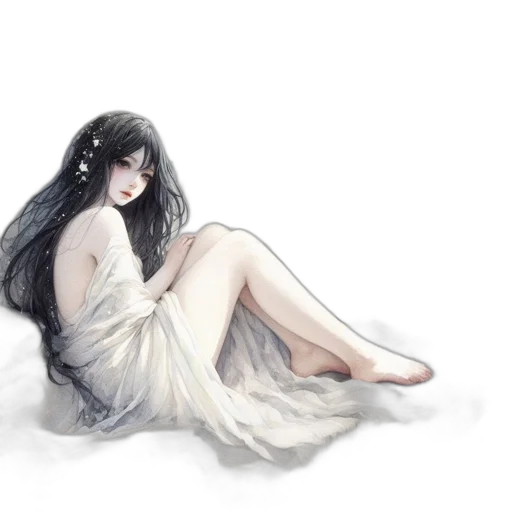 dress, creature, hair, fantasy art transparent PNG cut-out