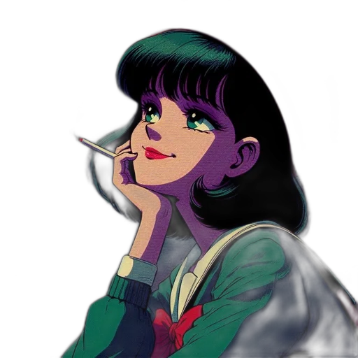 jacket, face, vaporwave, anime transparent PNG cut-out